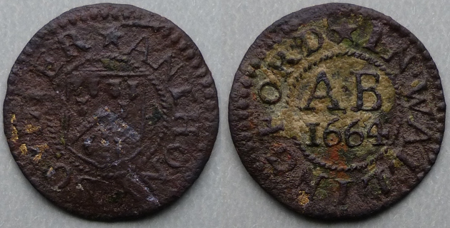 Wallingford, Anthony Boulter 1664 farthing